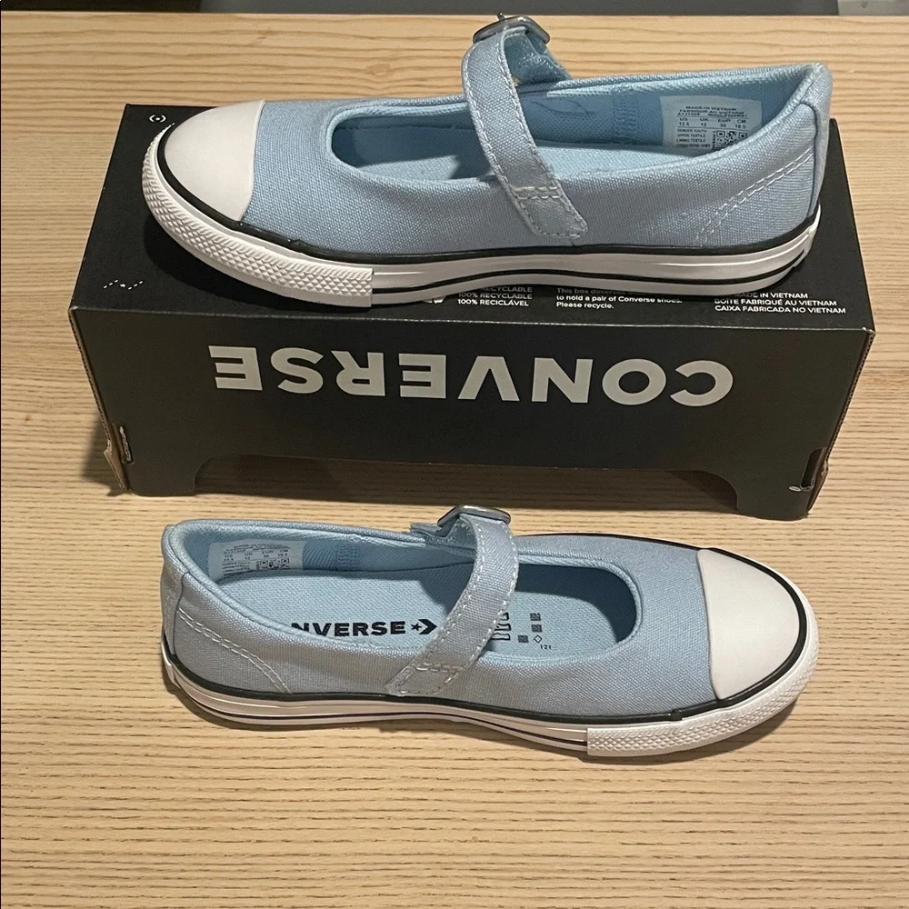 Converse Kids Light Blue Canvas Mary Jane Sneakers